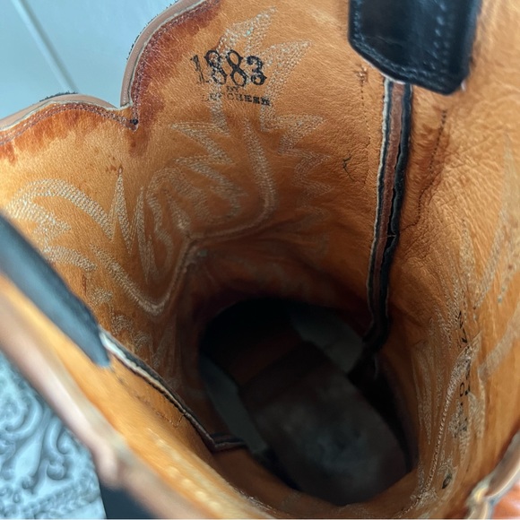 Lucchese 1883 N7361 Two Tone Western Boots Embroidered Snip Toe Men’s 9 B Narrow - Picture 7 of 9